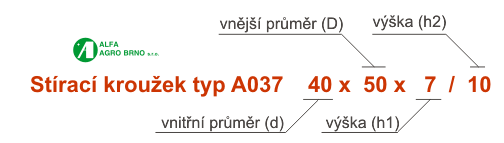 Označení - Stírací kroužky - typ A37 Označení - Stírací kroužky - typ A37