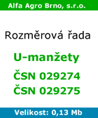 Rozměrová řada - U-manžety ČSN 029274 a ČSN 029275 Rozměrová řada - U-manžety ČSN 029274 a ČSN 029275