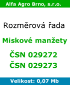 Rozměrová řada - Miskové manžety ČSN 029272 a ČSN 029273 Rozměrová řada - Miskové manžety ČSN 029272 a ČSN 029273